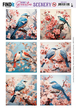 3D Push Out -Scenery - Berries Beauties - Blue Bird - Square