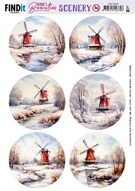 3D Push Out -Scenery - Berries Beauties -  Winter Landscape - Round