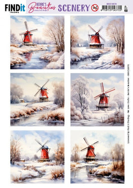 3D Push Out -Scenery - Berries Beauties -  Winter Landscape - Square