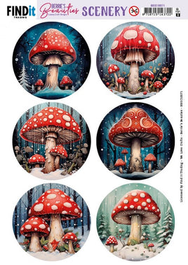 3D Push Out -Scenery - Berries Beauties -  Mushroom - Round