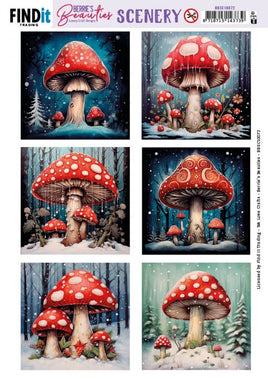 3D Push Out -Scenery - Berries Beauties -  Mushroom - Square