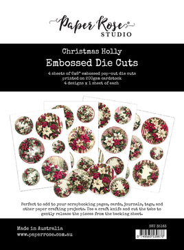 Paper Roses - Christmas Holly Embossed Die Cuts 35163