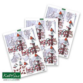 Katy Sue - Die Cut Decoupage – Robin on Railing