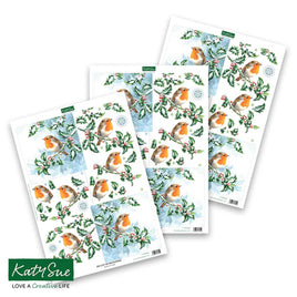 Katy Sue - Die Cut Decoupage – Robin on Holly