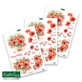 Katy Sue - Die Cut Decoupage – Poppies in Vase