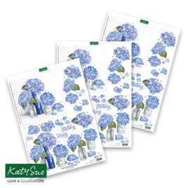 Katy Sue - 3D Die-Cut Decoupage -  Blue Hydrangeas