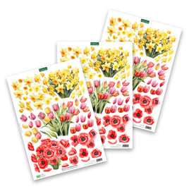 Katy Sue - 3D Die-Cut Decoupage - Daffodil, Tulip & Poppy Bouquet