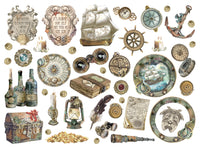 STAMPERIA - Printed decorative Die cuts for Art and Craft - Songs of the Sea Ship and Treasures