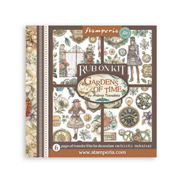 STAMPERIA - Gardens of Time - Printed Decorative Rub on kit for Art and Craft cm 15,5x15,5 cm