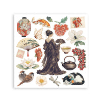 STAMPERIA - Printed Decorative Rub on kit for Art and Craft cm 15,5x15,5 - Oriental Garden