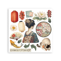 STAMPERIA - Printed Decorative Rub on kit for Art and Craft cm 15,5x15,5 - Oriental Garden