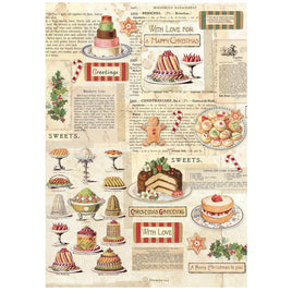 STAMPERIA - Printed A4 Rice paper for Art and Craft -  Classic Christmas Sweets