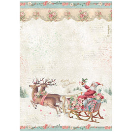 STAMPERIA - Printed A4 Rice paper for Art and Craft -  Winter Magic Santa Claus