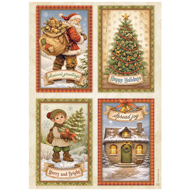STAMPERIA - Printed A4 Rice paper for Art and Craft - Silent Night 4 cards