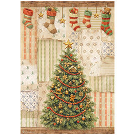 STAMPERIA - Printed A4 Rice paper for Art and Craft - Christmas Tree