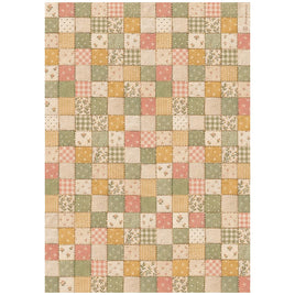 STAMPERIA - Printed Rice Paper A4 sheet, for Art and Craft - Cozy Family Fabric