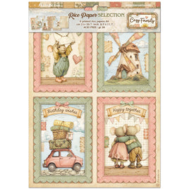 STAMPERIA - Printed Rice Paper A4 size, selection for Art and Craft - Cozy Family