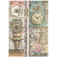 STAMPERIA - Printed Rice Paper A4 sheet, selection for Art and Craft - Gardens of Time
