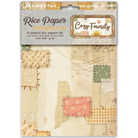 STAMPERIA - Printed Mini Rice paper A6 8 sheets for Art and Craft - Cozy Family