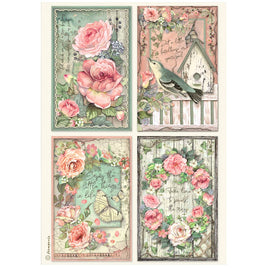STAMPERIA - House of Roses - Rice Paper packed 4 cards