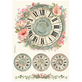 STAMPERIA - House of Roses - Rice Paper A4 Selection For Art and Craft Clock