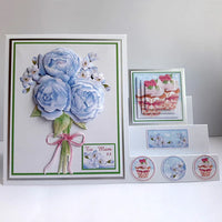 
              Katy Sue - 3D Die- Cut -Blue Roses and Cupcake
            