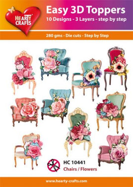 Hearty Crafts - 3D die cut - Chairs/Flowers - Pkt 10 different designs