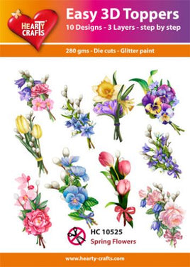 Hearty Crafts - 3D die- cut- Spring Flowers - Pkt 10 different designs