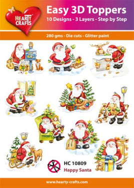 Hearty Crafts - 3D die-cut -  Happy Santa - Pkt 10 different designs