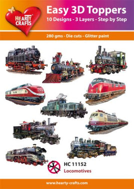 Hearty Crafts - 3D die-cut -Locomotive - Pkt 10 different designs