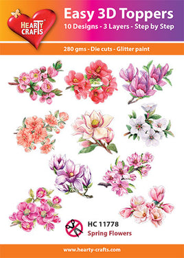 Hearty Crafts - Easy 3D die-cut -SPRING FLOWERS - Pkt 10