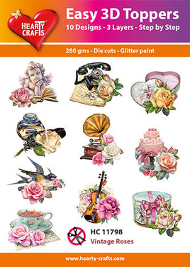 Hearty Crafts - 3D die cut - Vintage Roses - Pkt 10 different designs