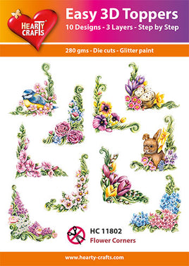 Hearty Crafts - 3D die-cut -Flower Corners - Pkt 10 different designs