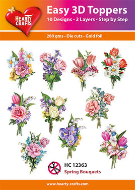 Hearty Crafts - 3D die cut - Spring Bouquets - Pkt 10 different designs