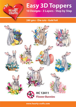 Hearty Crafts - 3D die cut - Flower Bunnies