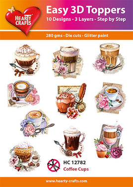 Hearty Crafts - 3D die-cut -Coffee Cups - Pkt 10 different designs