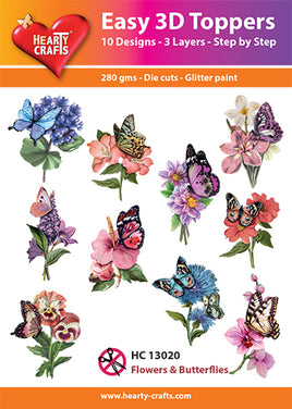 Hearty Crafts - 3D die cut - Flowers & Butterflies - Pkt 10 different designs
