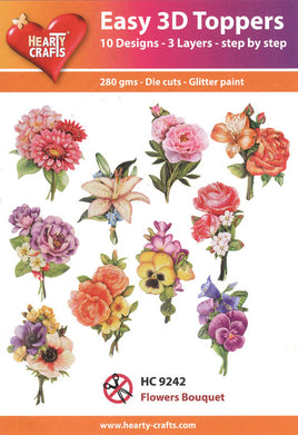 Hearty Crafts - 3D die cut - Flower Bouquet - Pkt 10 different designs