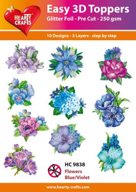 Hearty Crafts - Easy 3D die-cut -Flowers Blue/Violet