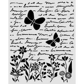 STAMPERIA - Thick stencil cm 200x250mm - Daisy Art Letter and Butterlfly