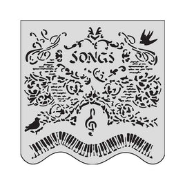 STAMPERIA - Laser cut stencil for Art and Craft cm 18X18 - Music Songs and Piano