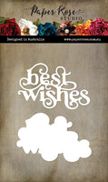 Paper Rose - Large Layered Script Best Wishes Metal Cutting Die 32517