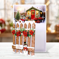 Katy Sue - 3D Die-Cut Decoupage - Poinsettia Garden Picket Fence Card Making Kit