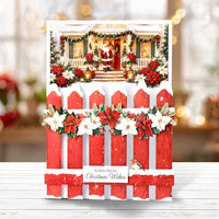 Katy Sue - 3D Die-Cut Decoupage - Poinsettia Garden Picket Fence Card Making Kit