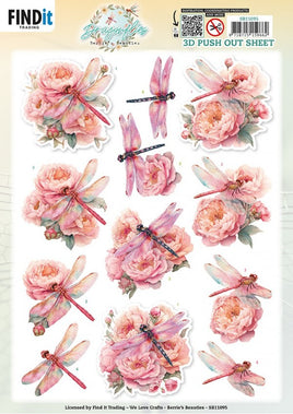 3D - Die Cut - Berries Beauties - Dragonflies - Pink