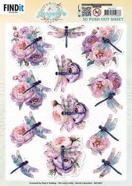 3D - Die Cut - Berries Beauties - Dragonflies - Lilac