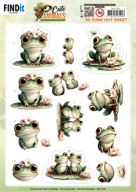3D Push Out - Berries Beauties -  Cute Animals - Frogs