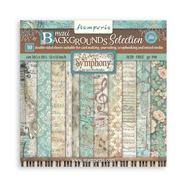 STAMPERIA - 12”x12” (30.5x30.5 cm) Paper Pad 10 double sided printed Backgrounds sheets - Symphony