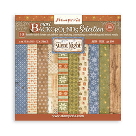STAMPERIA - 12”x12” (30.5x30.5 cm) Paper Pad 10 double sided printed background sheets - Silent Night