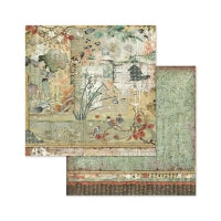 STAMPERIA - 8”x8” (20.3x20.3 cm) Paper Pad 10 double sided printed sheets - Oriental Garden